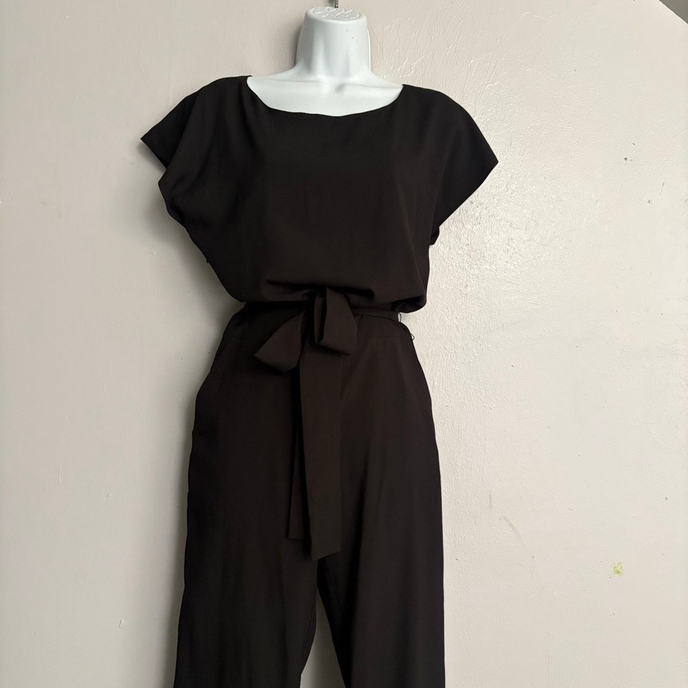 Bebe Black Cutout Back Wide Leg Belted Jumpsuit XXS RN86017 - Picture 9 of 16